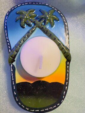 Ceramic Painted flip flop votive candle holder